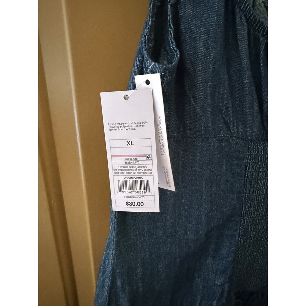 Wild Fable Women's Dark Blue Denim Cap Sleeve Mini A-Line Dress Size XL NWT - Picture 6 of 7
